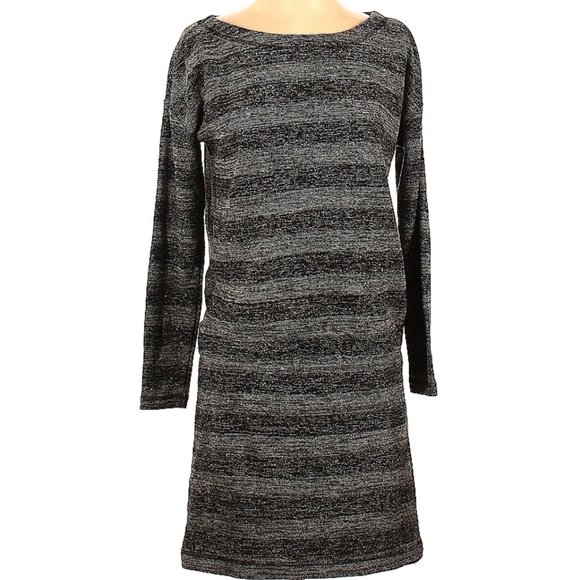 Lou & Grey Striped sweater dress gray black XS Extra Small - Picture 1 of 2
